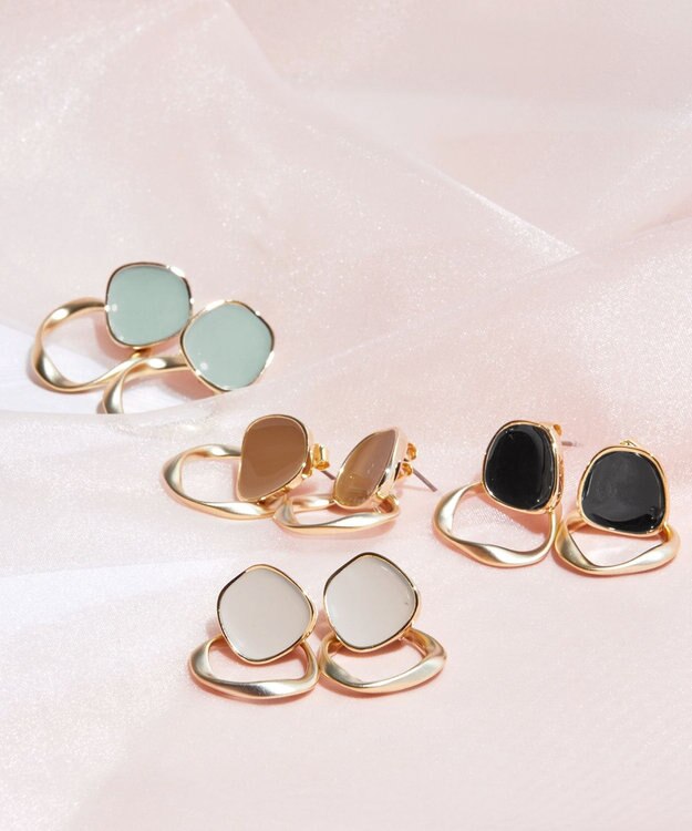 Tiaclasse カラーメタルリングピアス ゴールド×ブラック