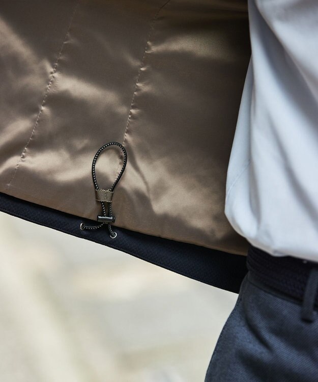 GOTAIRIKU 仕事で着られる【シワになりにくい/洗える/ストレッチ/吸水速乾】バブルテック フーデッドブルゾン ネイビー系