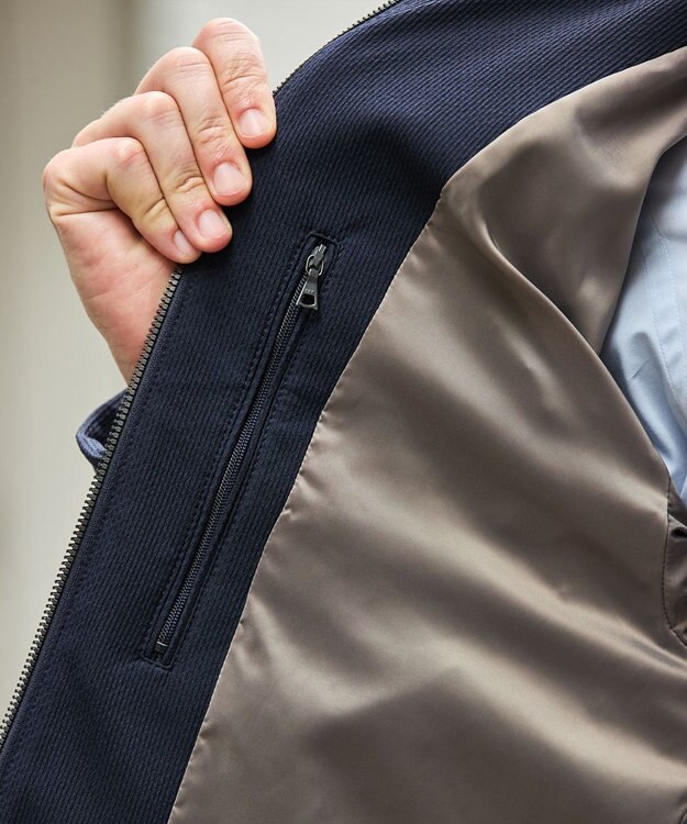 GOTAIRIKU 仕事で着られる【シワになりにくい/洗える/ストレッチ/吸水速乾】バブルテック フーデッドブルゾン ネイビー系