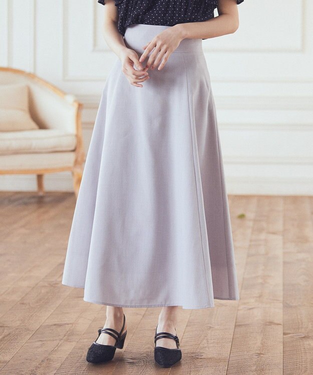 earth music&ecology シアーバックレースアップフレアスカート Light Gray