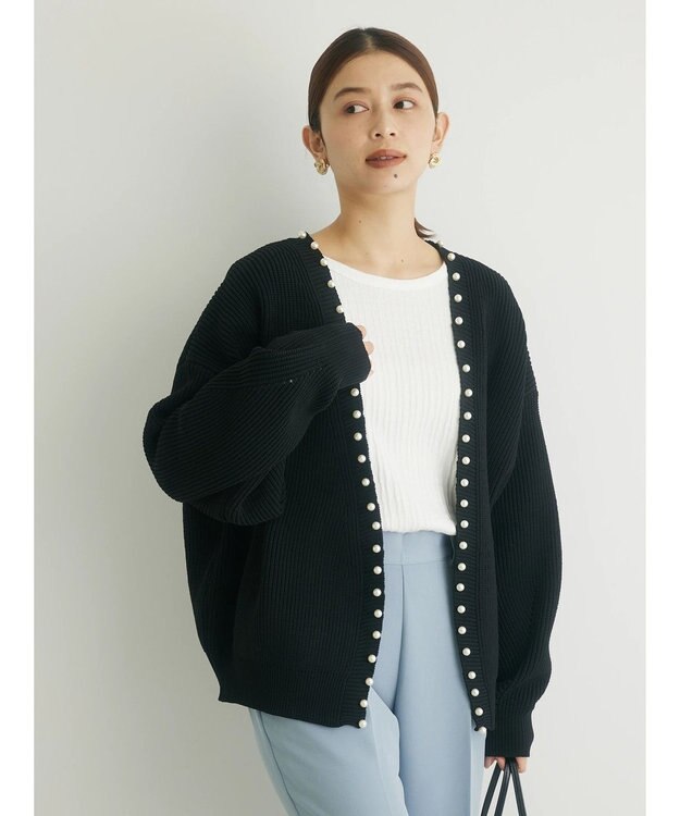 Green Parks ・ＥＬＥＮＣＡＲＥ　ＤＵＥ　パールツキトッパーカーデ Black