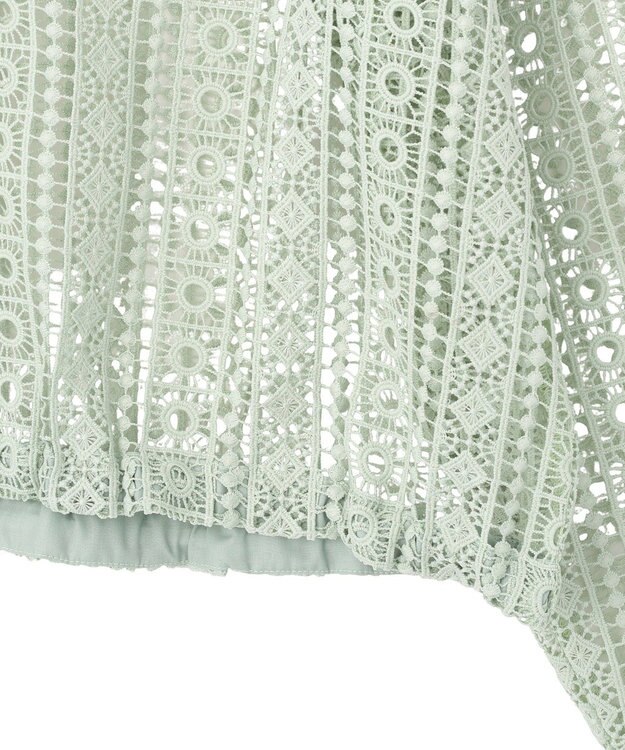 AMERICAN HOLIC 【先行予約】幾何学レースフードシャツ Light Green