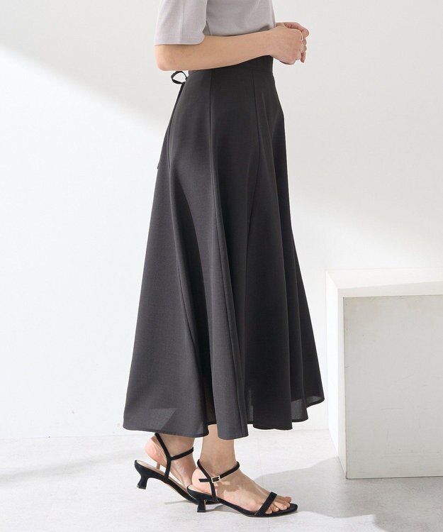 earth music&ecology シアーバックレースアップフレアスカート Black