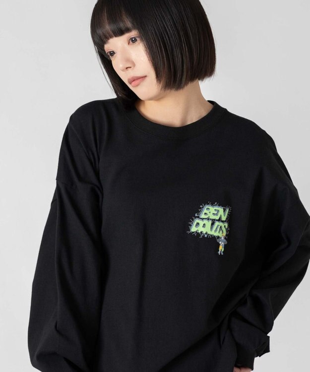 WEGO 【ユニセックス着用ITEM】別注BENDAVISグラフィックT（LS） ブラック