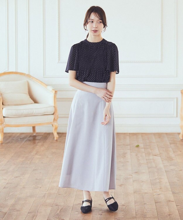 earth music&ecology シアーバックレースアップフレアスカート Light Gray