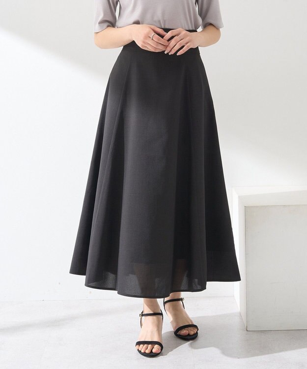 earth music&ecology シアーバックレースアップフレアスカート Black