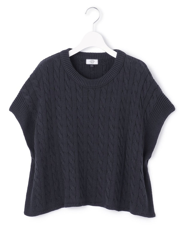 J.PRESS YORK STREET 【WOMEN】コットンニット ケーブルポンチョ ネイビー系