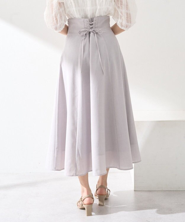 earth music&ecology シアーバックレースアップフレアスカート Light Gray