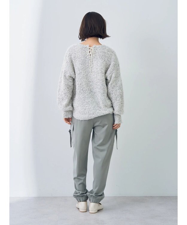 YECCA VECCA レースアップリボンヤーンニット Ivory