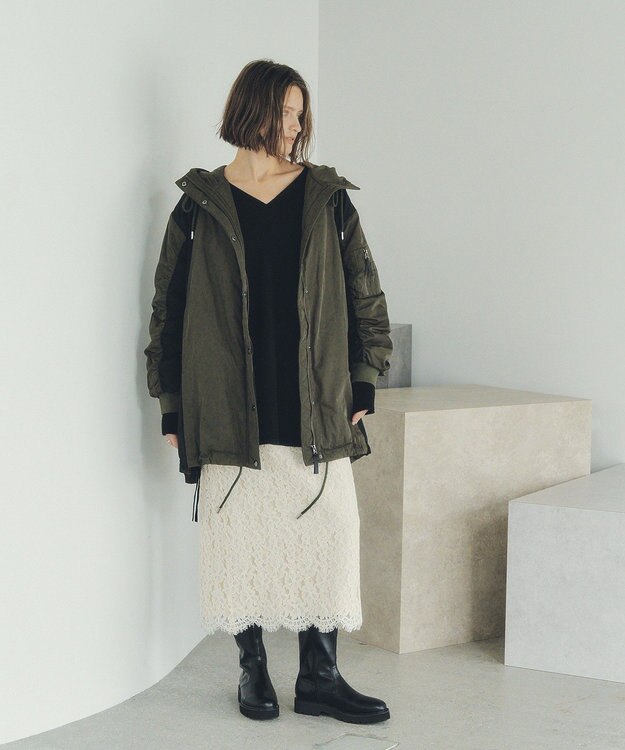 YECCA VECCA パディングフーディーコート Khaki