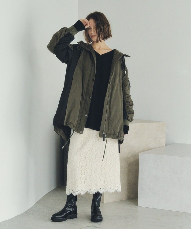 YECCA VECCA パディングフーディーコート Khaki