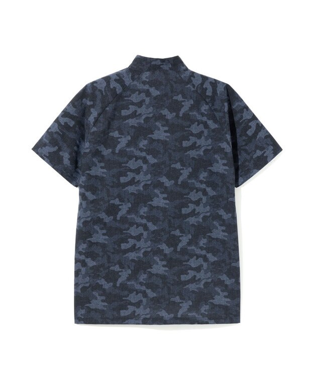 ZERO HALLIBURTON クールドッツ カモ柄モックネックTシャツ ZHG-M6S6b 85192 ネイビー