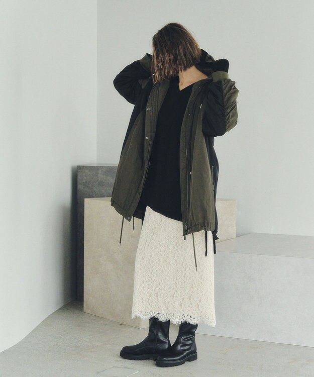 YECCA VECCA パディングフーディーコート Khaki