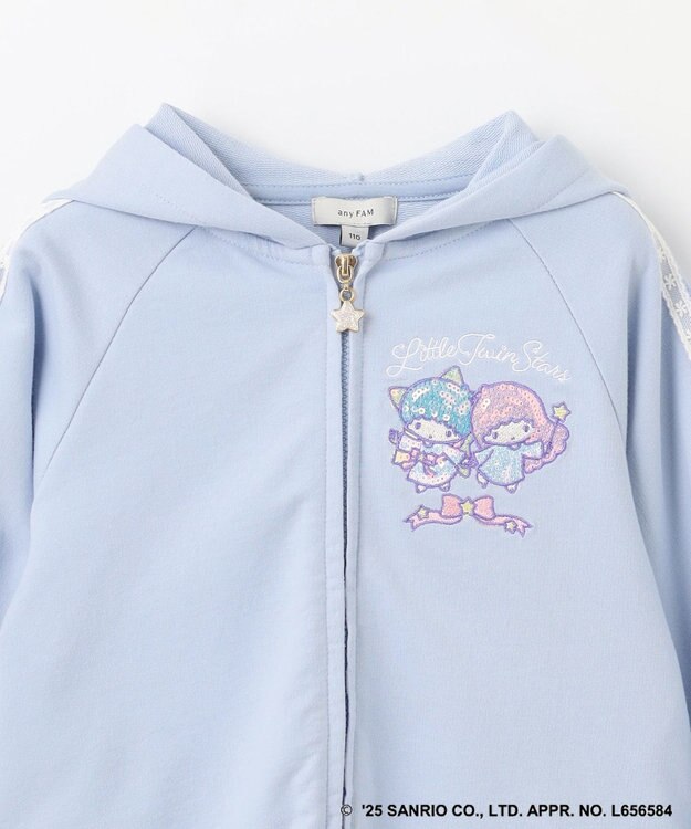 ANY KIDS 【any FAM× リトルツインスターズ 】キキ＆ララ 刺繍パーカー サックスブルー