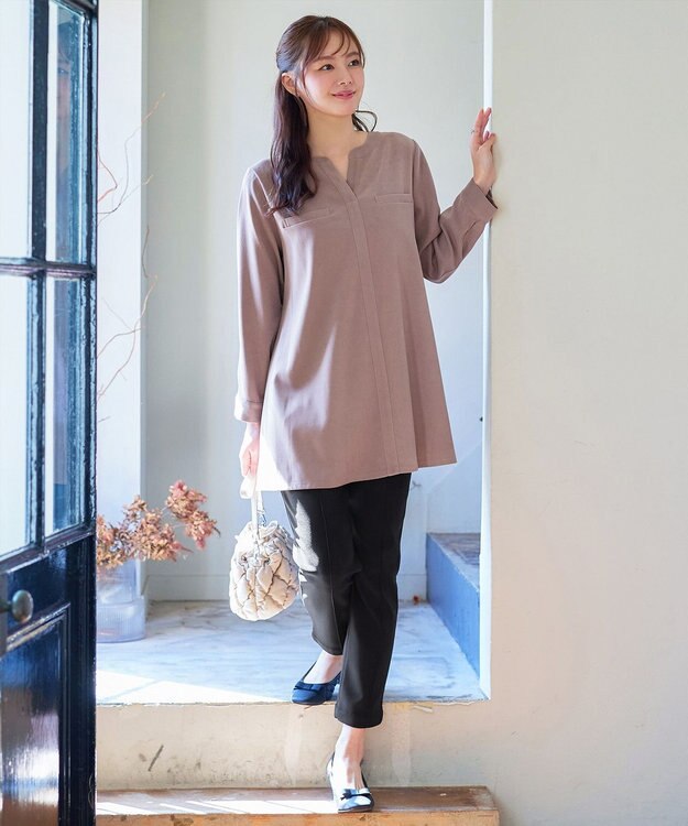 Tiaclasse L 【洗える】スエード調チュニック ピンクベージュ