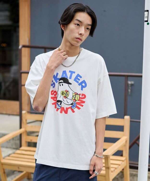 WEGO 【ユニセックス着用ITEM】アクセ付きグラフィックT（SS） ホワイトその他