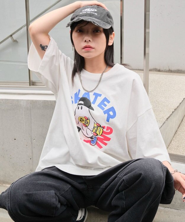 WEGO 【ユニセックス着用ITEM】アクセ付きグラフィックT（SS） ホワイトその他