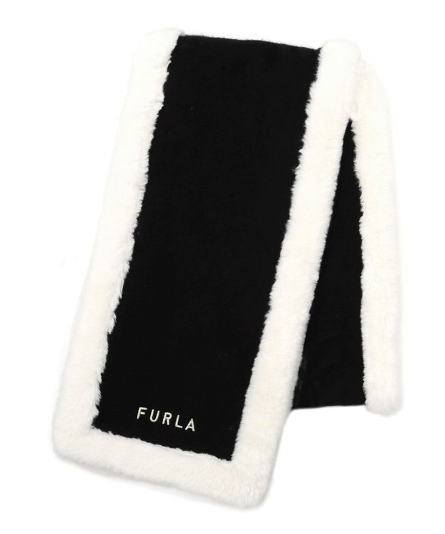 MOONBAT 【WEB限定】FURLA ファートリミングウールマフラー ブラック