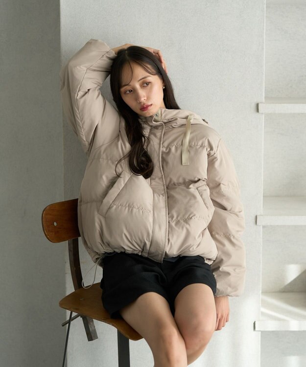 earth music&ecology フーディーパファーブルゾン ベージュ