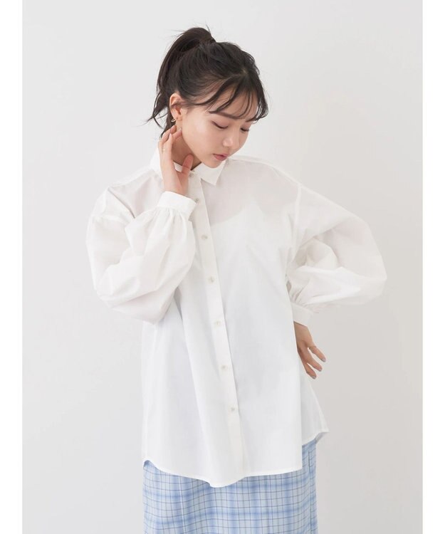 earth music&ecology 袖タックブラウス Off White