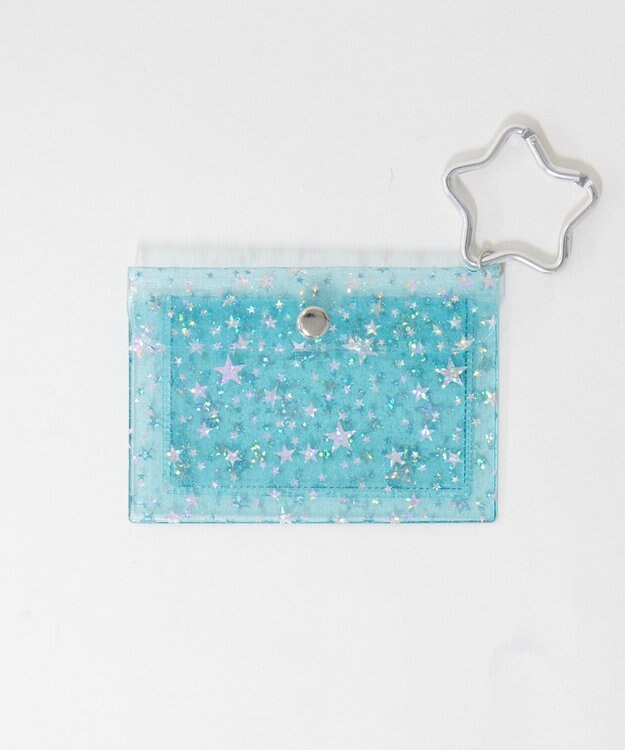 WEGO ラメスタークリアカードポーチ ブルー