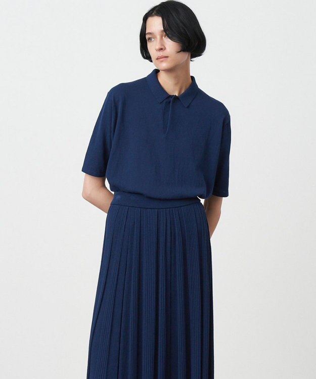 ATON RECYCLED FRESCA COTTON | ポロシャツ NAVY