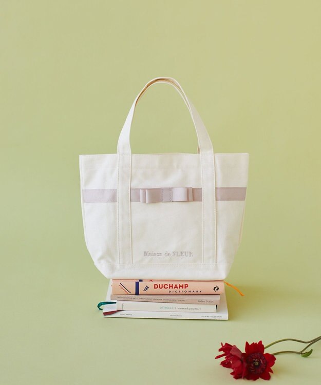 Maison de FLEUR マルチポケット帆布トートＳバッグ Ivory