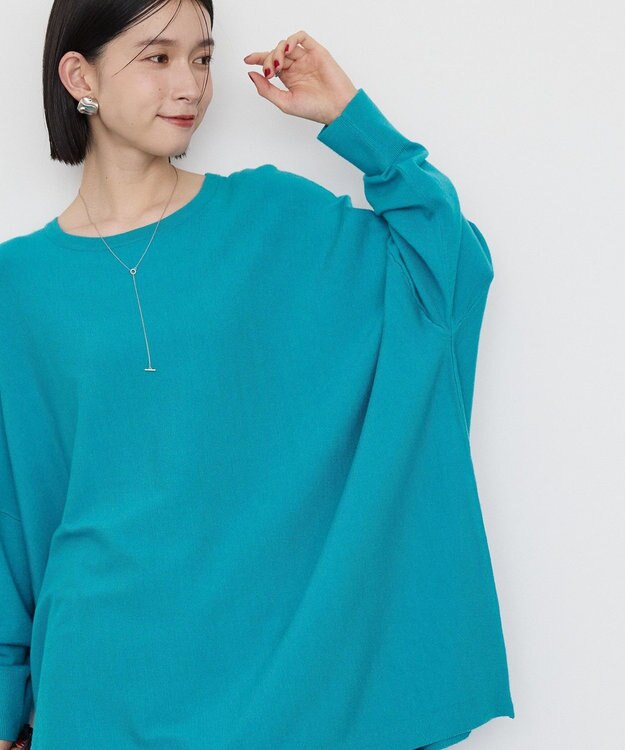 AMERICAN HOLIC バイパチポンチョライクＢＩＧニットプルオーバー Sax