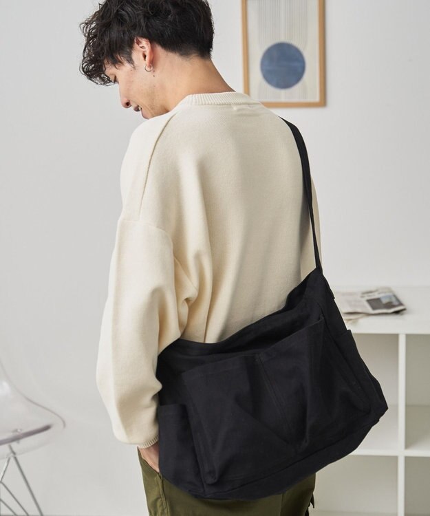 WEGO 立体ポケットキャンバスショルダー ブラック