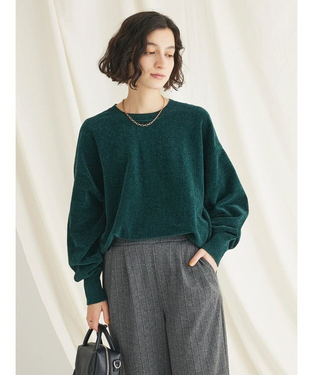 CRAFT STANDARD BOUTIQUE シェニールヤーンニットプルオーバー Green