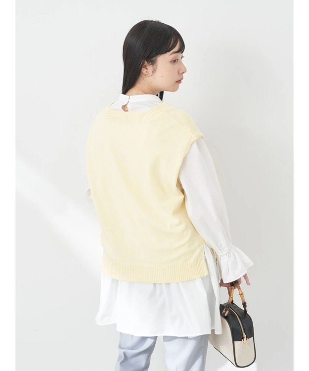 earth music&ecology ＳＥＴ２点Ｖネックベスト＋スタンドカラーチュニック Ivory