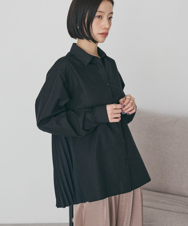 AMERICAN HOLIC 【イージーケア】バックプリーツシャツ Black