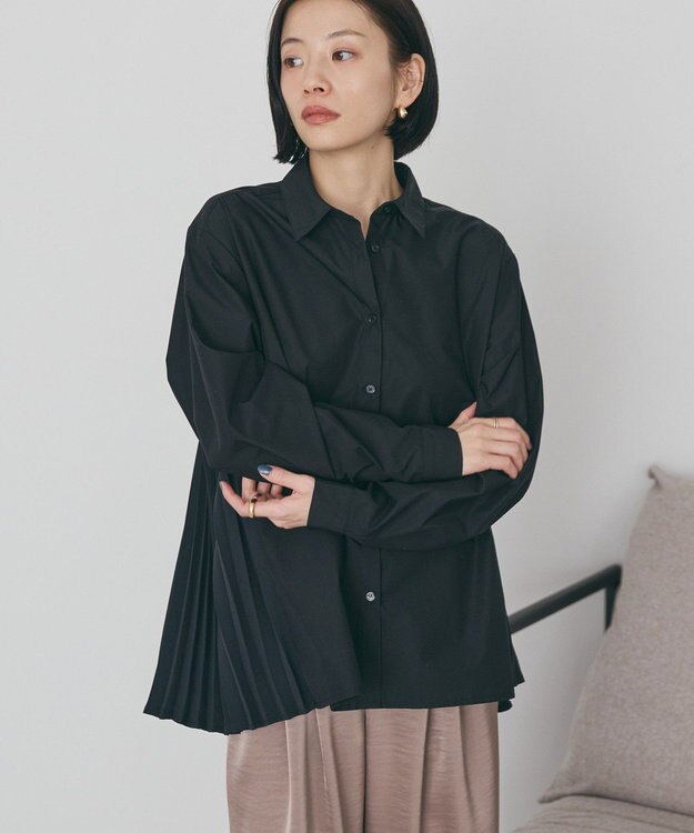 AMERICAN HOLIC 【イージーケア】バックプリーツシャツ Black