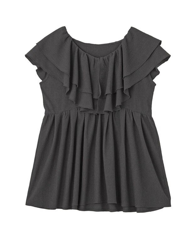 earth music&ecology ラッフルフリルワンピース Charcoal Gray
