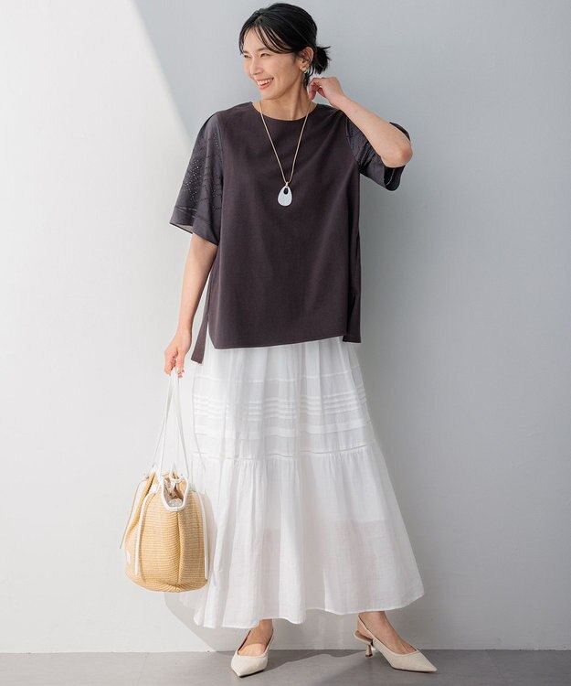 23区 【CLASSY.6月号掲載】雑材ミドル トートバッグ ホワイトミックス