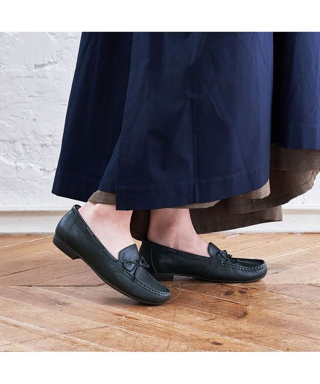 ing <ing>【3E】リボンモカシンシューズ グリーン