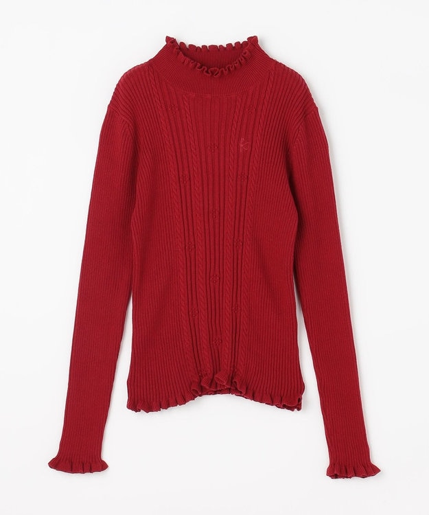 組曲 KIDS 【150-160㎝】フラワードット リブニット レッド