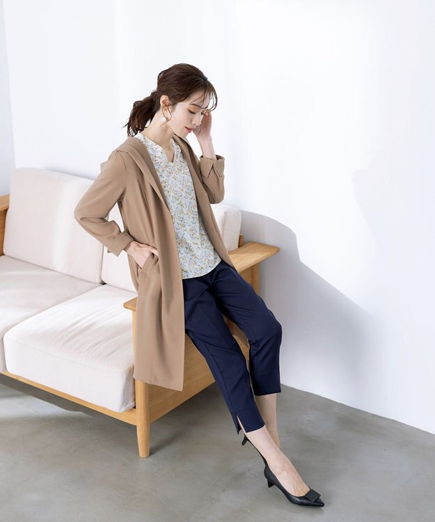 Tiaclasse 【洗える】スリットテーパードパンツ ネイビー