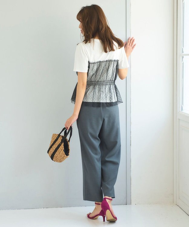 Feroux 【洗える】セミワイド パンツ グレー系