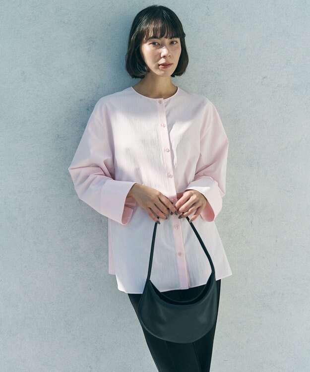 UNFILO 【WEB限定カラー】バックリボン イージーケアシャツ ピンク
