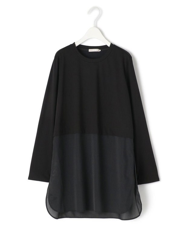 ICB L 【洗える】 シアージャージーコンビ カットソー ブラック系