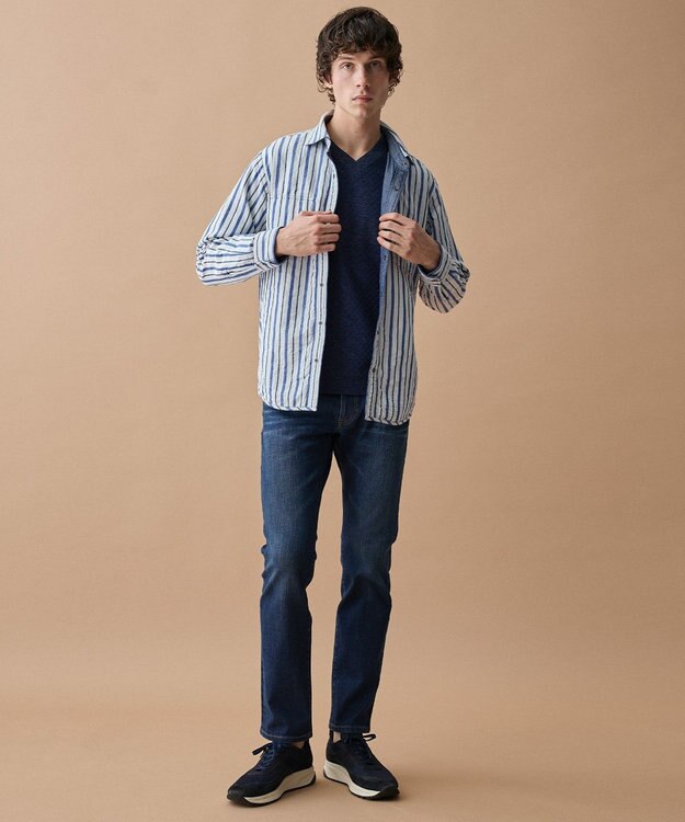 JOSEPH ABBOUD 【キングサイズ・2WAY】 リバーシブルシャツ サックスブルー系