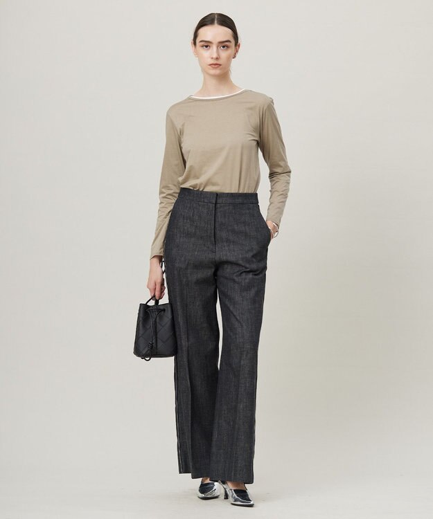 ICB L 【洗える】46Gハンドレッドジャージー プルオーバー トープ×オフホワイト系