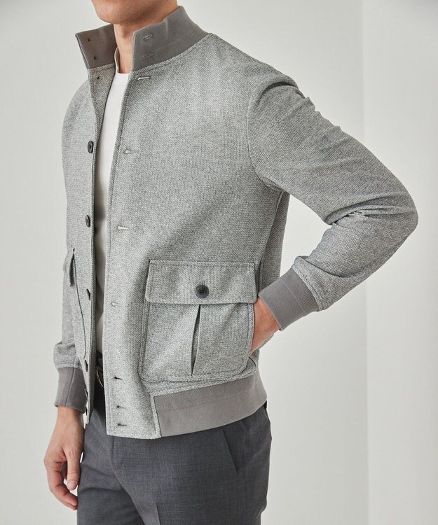 GOTAIRIKU 新作【ストレッチ/洗える/吸水速乾】ノルマンディーリネン A-1ブルゾン ライトグレー系8