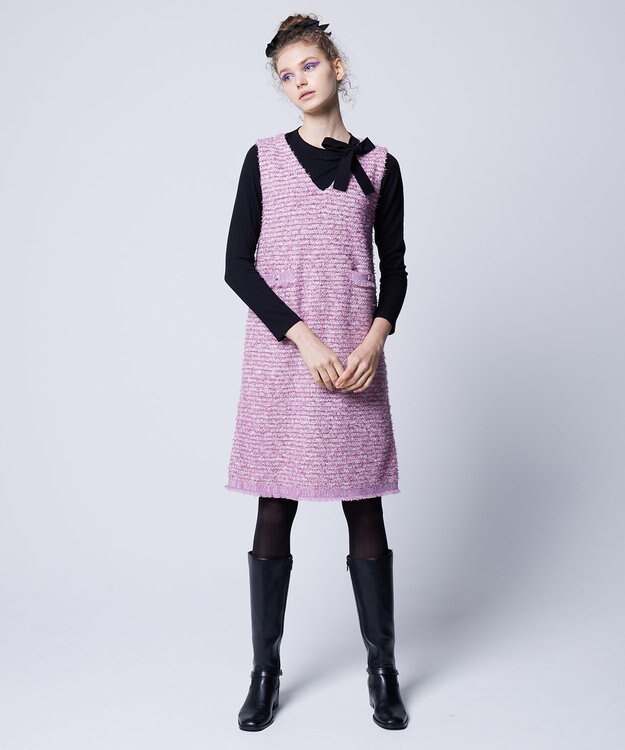 TOCCA 【洗える！】FONDU TWEED ドレス パープル系