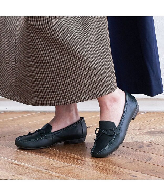 ing <ing>【3E】リボンモカシンシューズ グリーン