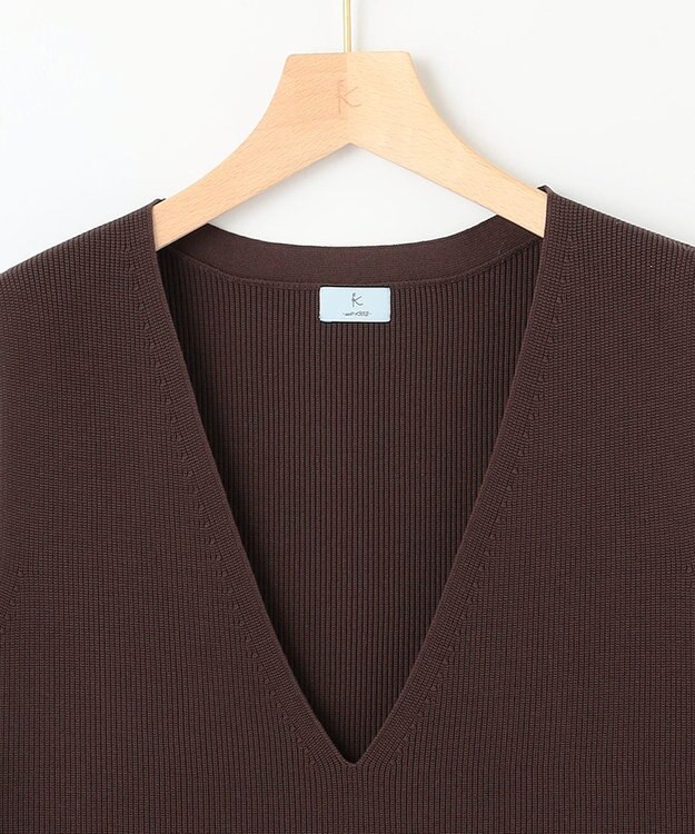組曲 【洗える・軽量】パールディテールニット ベスト ダークブラウン系