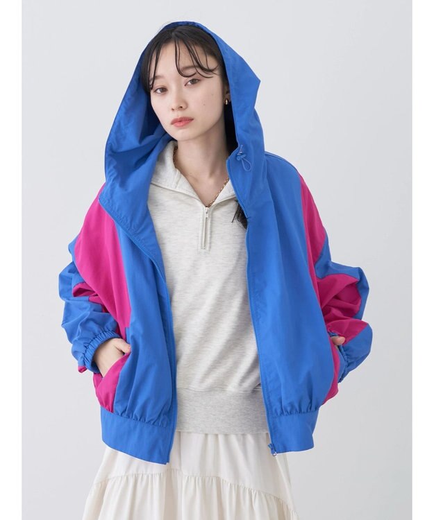 earth music&ecology コクーンギャザー切替ブルゾン Deep Blue