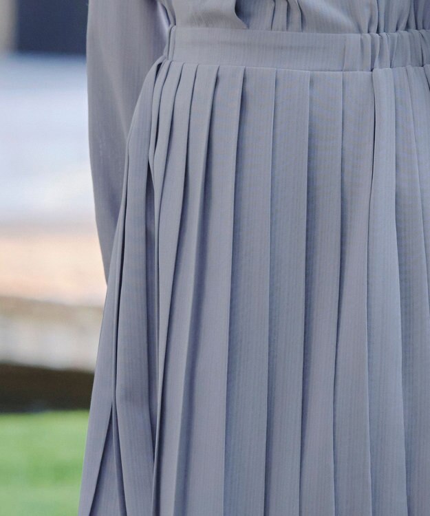 Tiaclasse 【新色追加・洗える】パールボタンプリーツワンピース ブルー