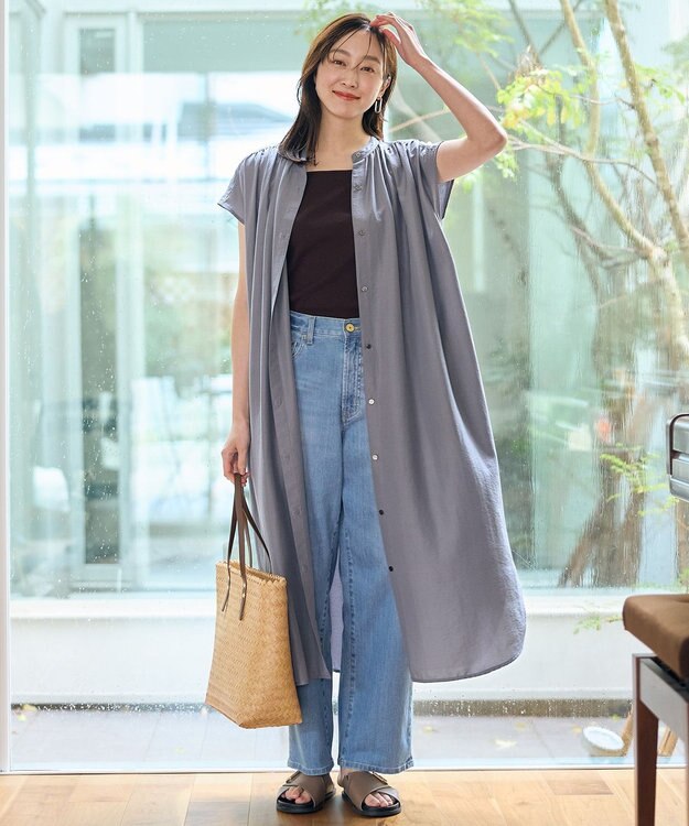 ANY スパンボイル撥水ワンピース グレー